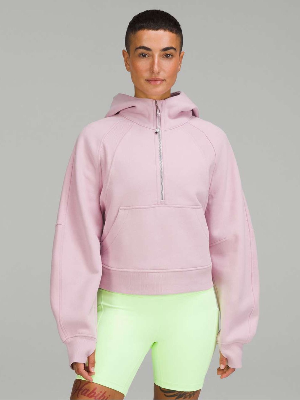 TWO lululemon half zip scuba hoodies - pink peony and pastel blue !!